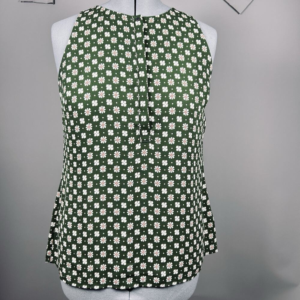 Cabi Green Floral Daisy Print Blouse Size M Sleeveless Boho Hippie Cottagecore - Picture 3 of 12
